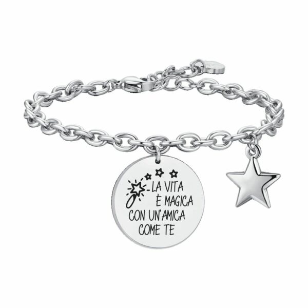 BRACCIALE DONNA IN ACCIAIO LA VITA E' MAGICA