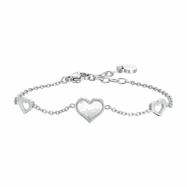 BRACCIALE DONNA IN ACCIAIO CUORI E ZIRCONI