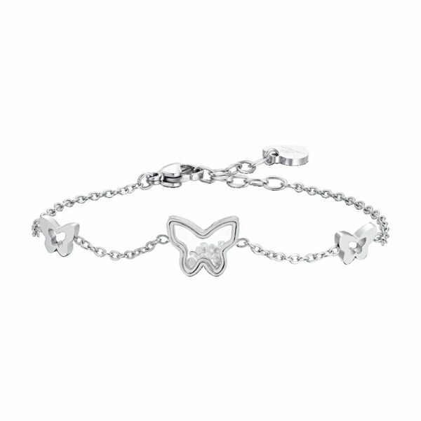 BRACCIALE DONNA IN ACCIAIO FARFALLE E ZIRCONI