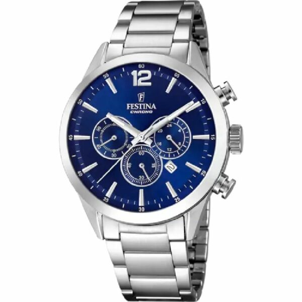 OROLOGIO FESTINA TIMELESS CHRONOGRAPH F20343/7 BLU CINTURINO IN ACCIAIO, UOMO