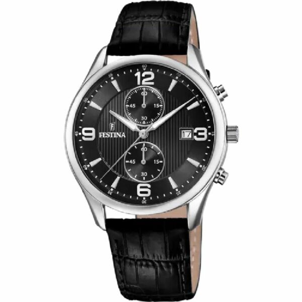 OROLOGIO FESTINA TIMELESS CHRONOGRAPH F6855/8 NERO CINTURINO IN PELLE, UOMO